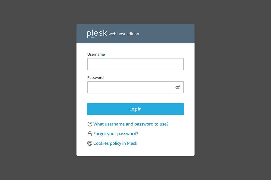 เข้าสู่ระบบ Plesk เพื่อไปสู่หน้าหลัก Control Panel