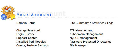 หน้าหลักของ DirectAdmin Control Panel เพื่อการทำ 301 Redirect